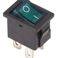 Выключатель Rexant вкл-выкл  6А (4с) мини подсветка зеленый (10)