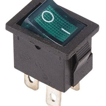 Выключатель Rexant вкл-выкл  6А (4с) мини подсветка зеленый (10)