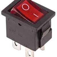Выключатель Rexant вкл-выкл  6А мини подсветка красный (10)