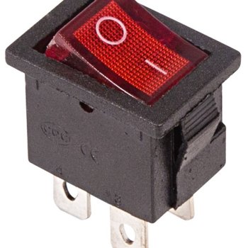 Выключатель Rexant вкл-выкл  6А мини подсветка красный (10)