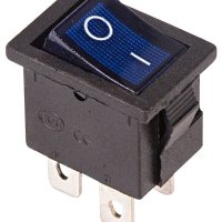 Выключатель Rexant вкл-выкл 6А 4контакта 2полюса синий мини подсв (10)