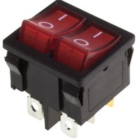 Выключатель Rexant вкл-выкл  6А мини подсветка двойной красный (10)