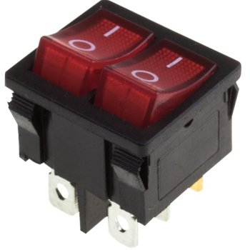 Выключатель Rexant вкл-выкл  6А мини подсветка двойной красный (10)