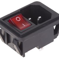 Выкл Rexant вкл-выкл 10А 4контакта 2полюса красный штекер C14 (10)