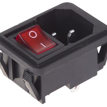 Выкл Rexant вкл-выкл 10А 4контакта 2полюса красный штекер C14 (10)