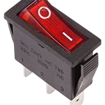 Выключатель Rexant вкл-выкл 15А 3с подсветка красный (10)