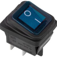 Выключатель Rexant вкл-выкл 15А 4 контакта 2 полюса подсв влагозащита синий