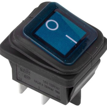 Выключатель Rexant вкл-выкл 15А 4 контакта 2 полюса подсв влагозащита синий