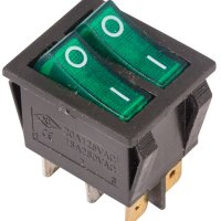 Выключатель Rexant вкл-выкл 15А подсветка двойной зеленый (10)