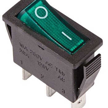 Выключатель Rexant вкл-выкл 15А подсветка зеленый (10)