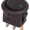 Выключатель Rexant вкл-выкл 16А подсветка зеленый круг 12В черный
