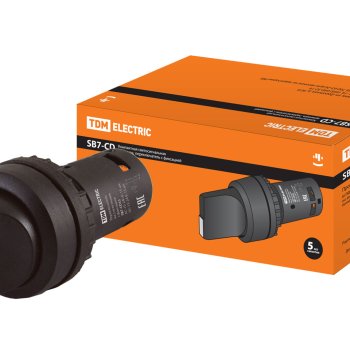 Переключатель TDM SB7-CD33 I-O-II 1з+1р короткая ручка черный (10)