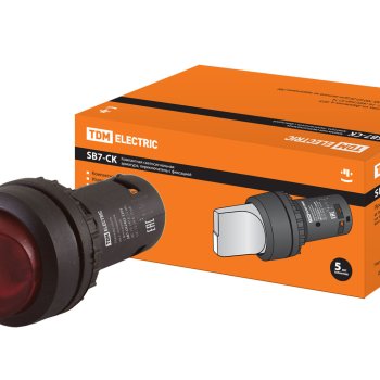 Переключатель TDM SB7-CK2462-220V I-O 1р подсветка короткая ручка красный (10)