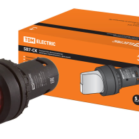 Переключатель TDM SB7-CK2465-24V I-O-II 1з+1р короткая ручка красный (10)