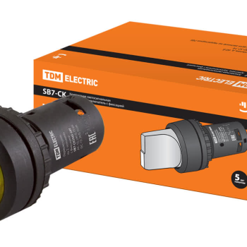 Переключатель TDM SB7-CK2565-24V I-O 1з+1р короткая ручка желтый (10)