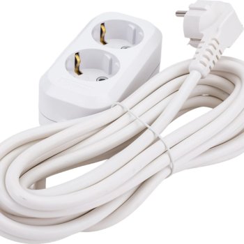 Удлинитель 2гнезда 5м с заземлением ПВС 3680Вт 3x1.5мм² Универсал Премиум E-302 (20)