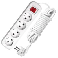 Удлинитель 4гнезда 5м с заземлением выключатель ПВС 3500Вт 3x1мм² Универсал Премиум S-304 (30)