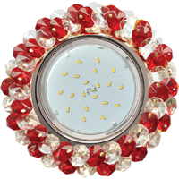 Светильник Ecola GX53 H4 5341 Glass Круглый с хрусталиками Прозрачный и Рубин /Хром 56x120 (к+)