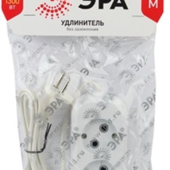 Удлинитель 2гнезда  1.5м без заземления ШВВП 1300Вт 2x0.75мм² Эра (20)