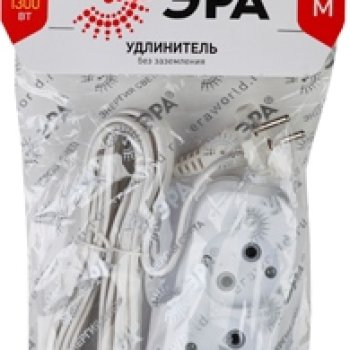 Удлинитель 2гнезда  5м без заземления ШВВП 1300Вт 2x0.75мм² Эра (20)