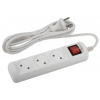 Удлинитель 3гнезда  1.5м без заземления выключатель ПВС 2200Вт 2x1мм² Эра (20)