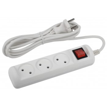 Удлинитель 3гнезда  1.5м без заземления выключатель ПВС 2200Вт 2x1мм² Эра (20)