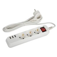 Удлинитель 3гнезда  1.5м с/з выкл ПВС 2200Вт 3x0.75мм² 3хUSB Эра (20)