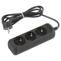 Удлинитель 3гнезда  1.5м с/з ПВС 2200Вт 3x0.75мм² черный Эра (20)