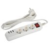 Удлинитель 3гнезда  3.0м с/з выкл ПВС 2200Вт 3x0.75мм² 3хUSB Эра (20)