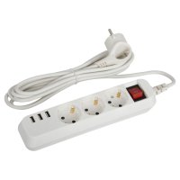 Удлинитель 3гнезда  3.0м с/з выкл ПВС 2200Вт 3x0.75мм² 3хUSB Эра (20)