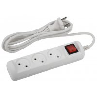 Удлинитель 3гнезда  3м без заземления выключатель ПВС 2200Вт 2x1мм² Эра (20)