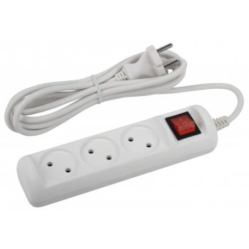 Удлинитель 3гнезда  3м без заземления выключатель ПВС 2200Вт 2x1мм² Эра (20)