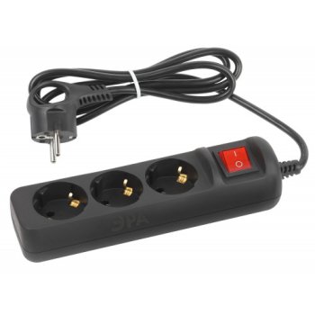 Удлинитель 3гнезда  5.0м с/з выкл ПВС 2200Вт 3x0.75мм² черный Эра (20)