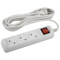 Удлинитель 3гнезда  5м без заземления выключатель ПВС 2200Вт 2x1мм² Эра (20)