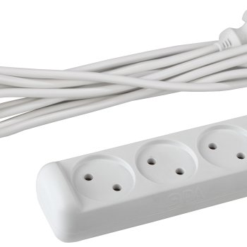 Удлинитель 3гнезда  5м без заземления ПВС 1300Вт 2x0.75мм² Эра ГОСТ (20)