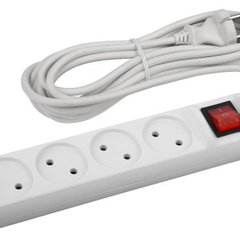 U-4s-3m-2x1 ЭРА Удлин-ль ЭРА без заземл,  с выкл, 4гн, 3м, ПВС, 2х1мм2, 10А (20/720)