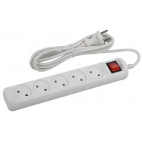 Удлинитель 5гнёзд  1.5м без заземления выключатель ПВС 2200Вт 2x1мм² Эра (20)