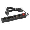 Удлинитель 5гнёзд  1.5м с/з выкл ПВС 2200Вт 3x0.75мм² черный Эра (20)