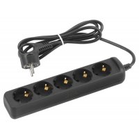 Удлинитель 5гнёзд  1.5м с/з ПВС 2200Вт 3x0.75мм² черный Эра (20)