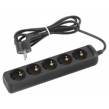 Удлинитель 5гнёзд  1.5м с/з ПВС 2200Вт 3x0.75мм² черный Эра (20)
