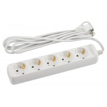 Удлинитель 5гнёзд  3м с заземлением ПВС 3500Вт 3x1.5мм² Эра
