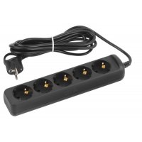 Удлинитель 5гнёзд  5.0м с/з выкл ПВС 2200Вт 3x0.75мм² черный Эра (20)