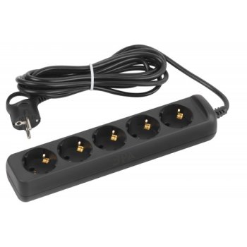 Удлинитель 5гнёзд  5.0м с/з выкл ПВС 2200Вт 3x0.75мм² черный Эра (20)