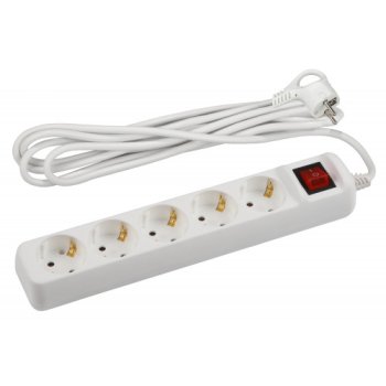 Удлинитель 5гнёзд  5м с заземлением выключатель ПВС 3500Вт 3x1.5мм² Эра