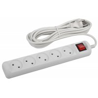 U-5s-5m-2x1 ЭРА Удлин-ль ЭРА без заземл,  с выкл, 5гн, 5м, ПВС, 2х1мм2, 10А (12/432)