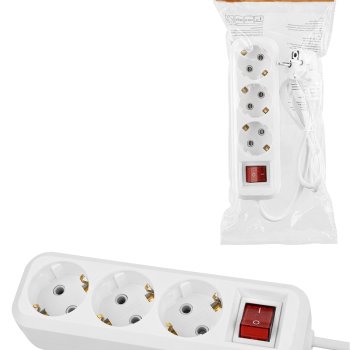 Удлинитель 3гн  1.5м с заземлением выключатель ПВС 3680Вт 3x1мм² НАРОДНЫЙ (36)