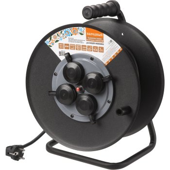 Удлинитель-катушка 4гн 30м с заземлением КГ 4000Вт 3x2.5мм² IP44 TDM Народный