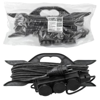 Удлинитель-рамка 3гн 20м с заземлением КГ 3700Вт 3x1.5мм² IP44 TDM Народный (5)