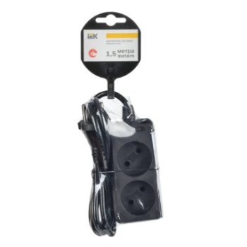 Удлинитель 2гнезда 1,5м черный 2200Вт ПВС 2х0.75мм² IEK У2 (60)