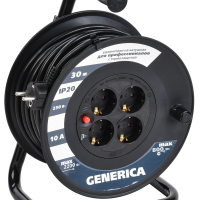 Удлинитель-катушка 4гнезда 30м ПВС 2200Вт 3x1мм² IP20 т/з УК20 Generica